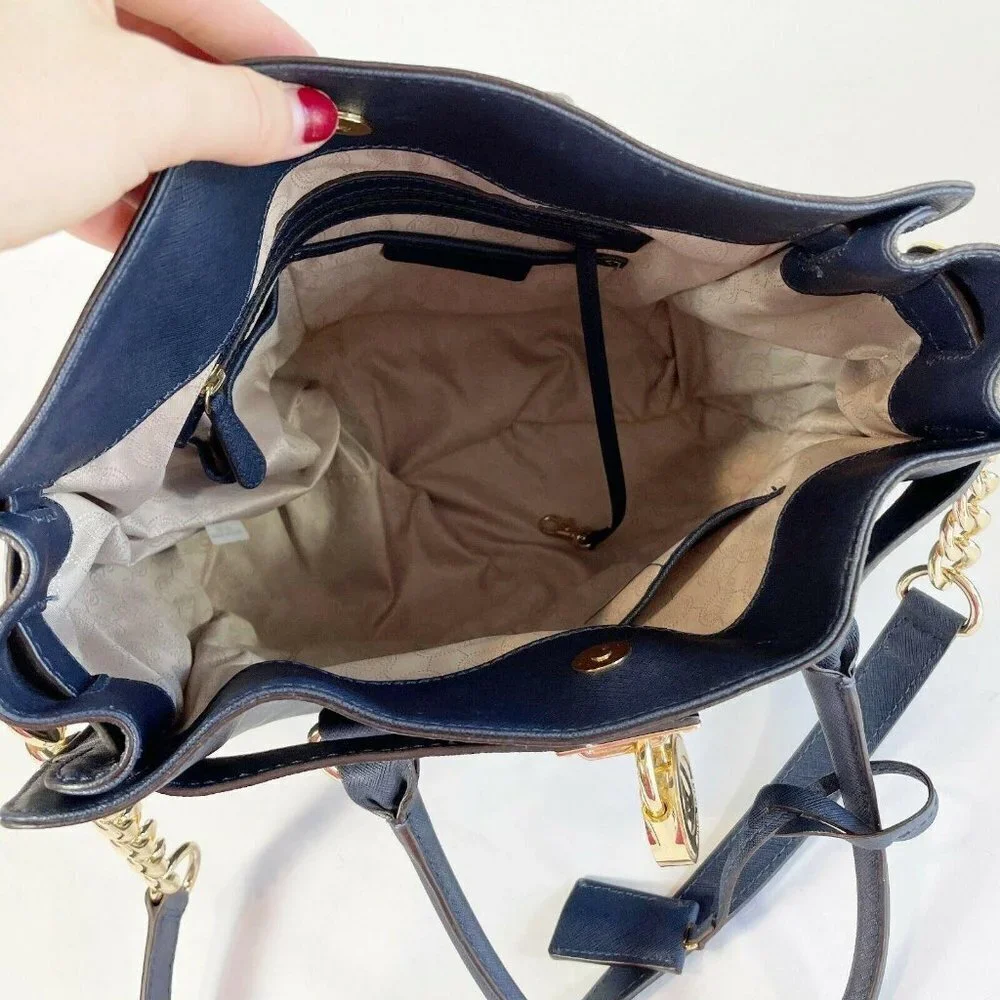 Michael Kors Hamilton Navy‎ Leather Chain MK Signat